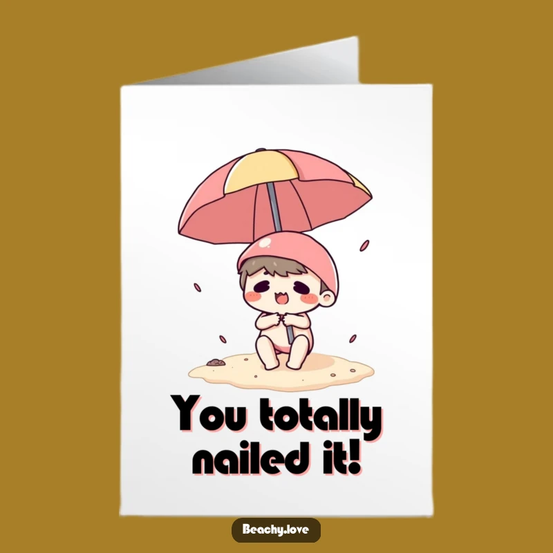 Free Printable Congrats Card: Kawaii Umbrella Struggle - Funny Downloadable Celebration!