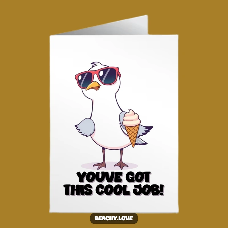 Free Printable Congrats Card: Seagull Ice Cream Thief - Funny Downloadable Gift!