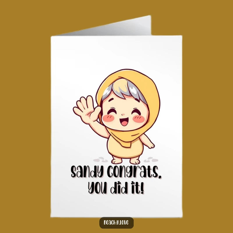 Free Printable Congrats Card: Waving Character Sandy Hand Funny