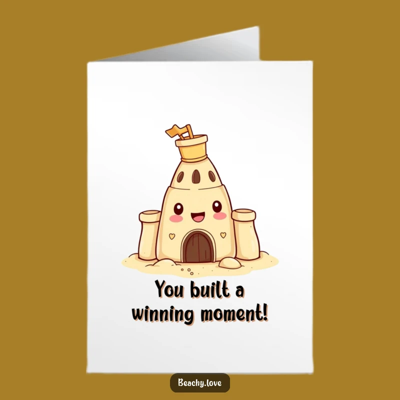 Free Printable Congrats Card: Sandcastle Cheers Your Success! Downloadable and fun.