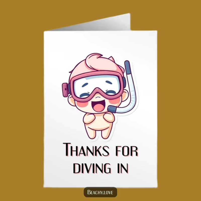Free Printable Thank You Card: Giggling Snorkeler Funny Downloadable Gift