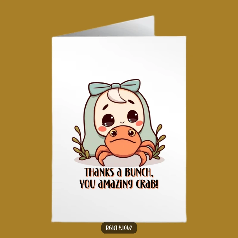 Free Printable Thank You Card: Surprised Character & Hermit Crab Funny Gift