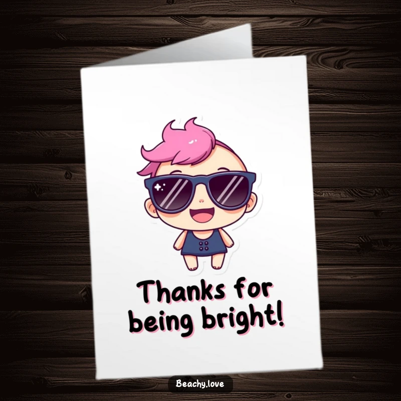 Funny Free Printable Thank You Card: A happy character rocking huge sunglasses, radiating warmth and gratitude.
