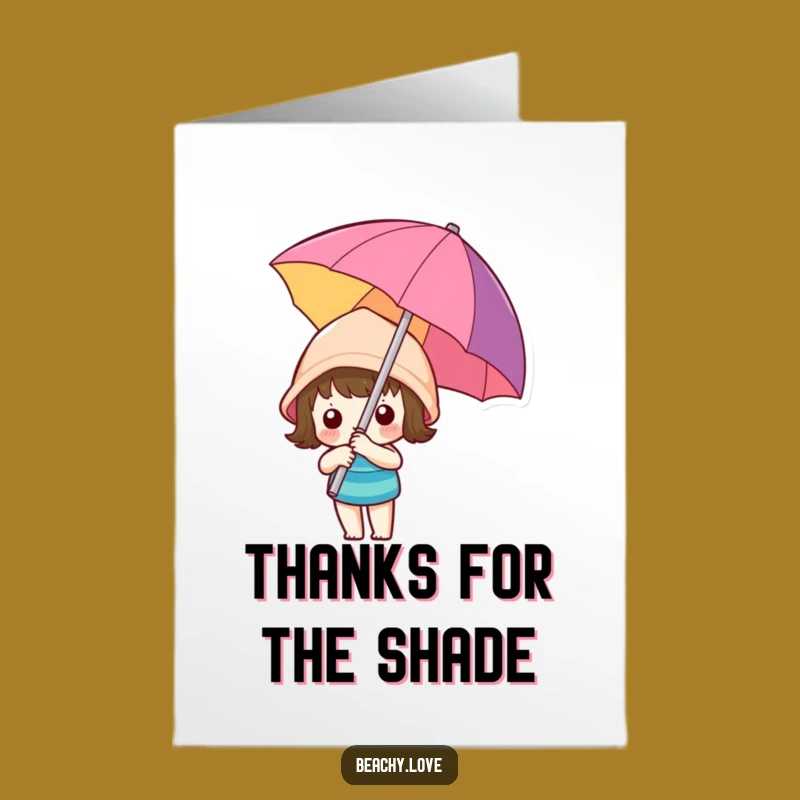 Free Printable Thank You Card: Kawaii Beach Umbrella Expressing Thanks Downloadable