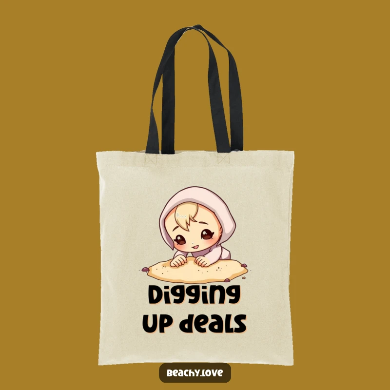 Funny Digging Adventure Tote Bag - Curious Character Carryall