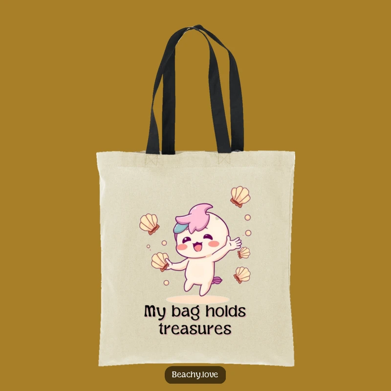 Funny Kawaii Juggler Tote: Delighted Seashell Character Bag for Everyday Fun